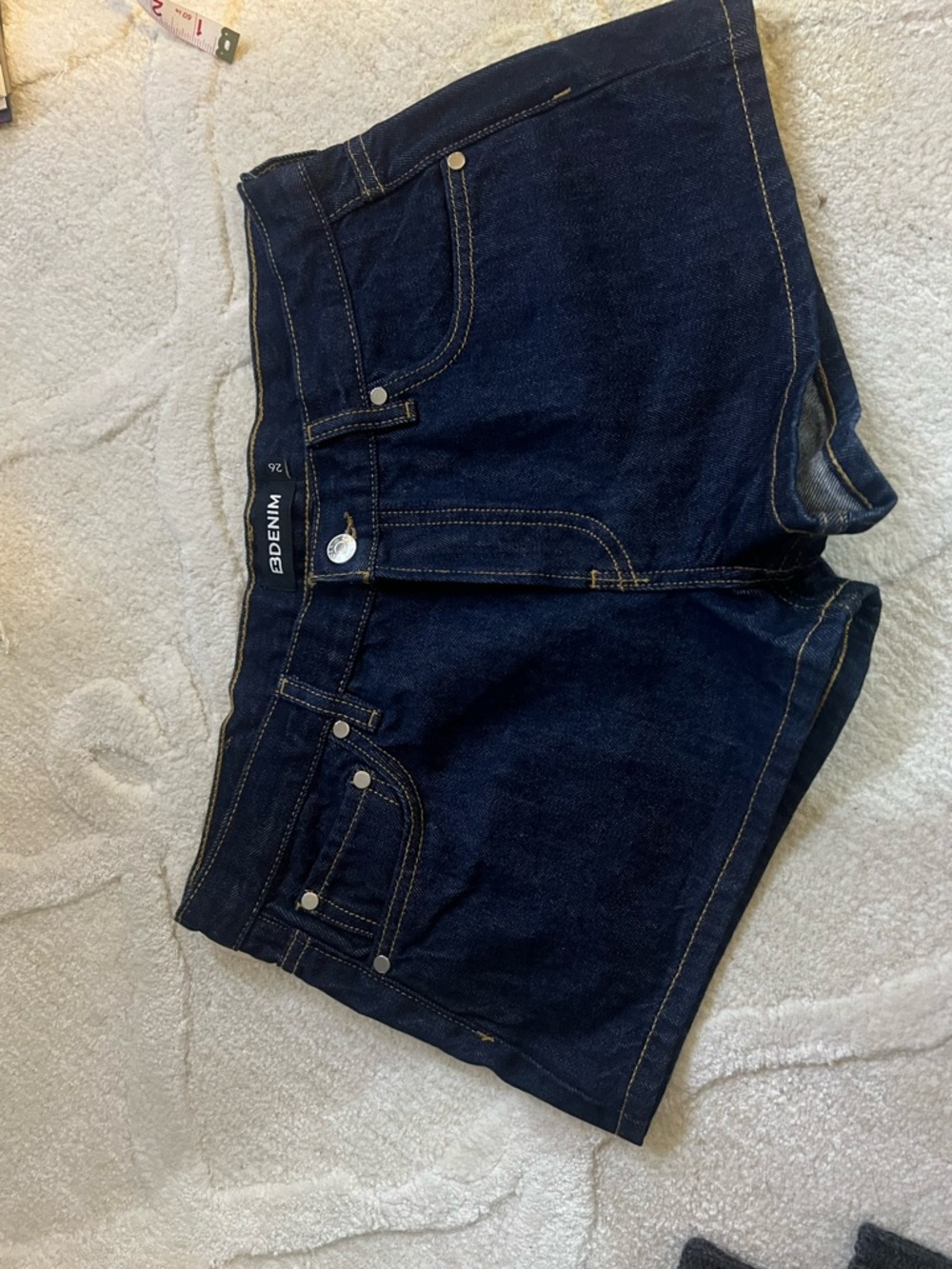 BDENIM Dark Indigo Denim Shorts with Contrast Stitching